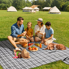 Sekey XXL Picknickdecke 200x200 cm – Waschbare & Schmutzabweisende Camping- und Stranddecke, Faltbar & Gepolstert für Outdoor, Park & Garten Sekey