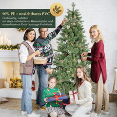 SALCAR Artificial Christmas Tree 150/180/210 cm made of 90% PE injection molding, premium Nordmann fir, realistic Christmas tree with stable metal stand &amp; quick assembly folding system