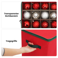 Salcar Aufbewahrungsbox für Weihnachtskugeln – 64 Fächer, stabile Kartontrenner, faltbare Aufbewahrungskiste für Christbaumschmuck & Weihnachtsdeko