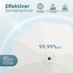 Sekey 300 cm Aluminum Round Garden Parasol, Market Umbrella, Foldable, with Crank