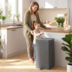 Sekey Pfandflaschen Sammelbehälter 100L mit Deckel, Flaschenkorb für Leergut & Dosen, Herausnehmbarer Innenbeutel mit Schultergurt, Flaschensammler für Küche, Keller & Recycling