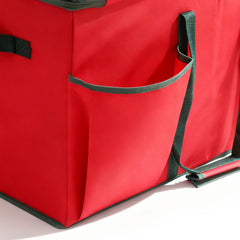 Salcar Rote Aufbewahrungsbox für 128 Weihnachtskugeln – Faltbare Christbaumkugel-Box 64,8×32,3×34,2 cm mit 128 Fächern, Tragegriffen & Doppelreißverschluss