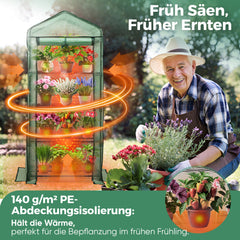 Sekey Mini Greenhouse for Tomatoes with 4 Levels – Compact Foil Greenhouse for Balcony &amp; Garden, Stable &amp; Space-Saving (160×70×50 cm)