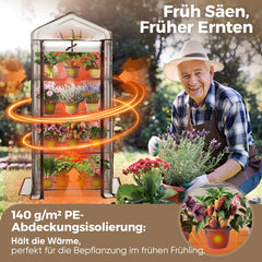 Sekey Mini Greenhouse for Tomatoes with 4 Levels – Compact Foil Greenhouse for Balcony &amp; Garden, Stable &amp; Space-Saving (160×70×50 cm)