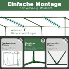 Sekey Tomatengewächshaus 200 x 170 x 77 cm – Begehbares Folien-Gewächshaus für Balkon & Garten, stabil, winterfest & UV-beständig, Grün