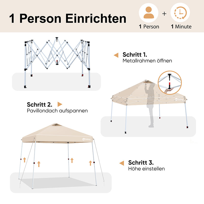 Sekey  300 x 300 cm Faltpavillon Mit Belüftetes Dach