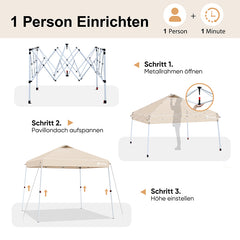 Sekey  300 x 300 cm Faltpavillon Mit Belüftetes Dach