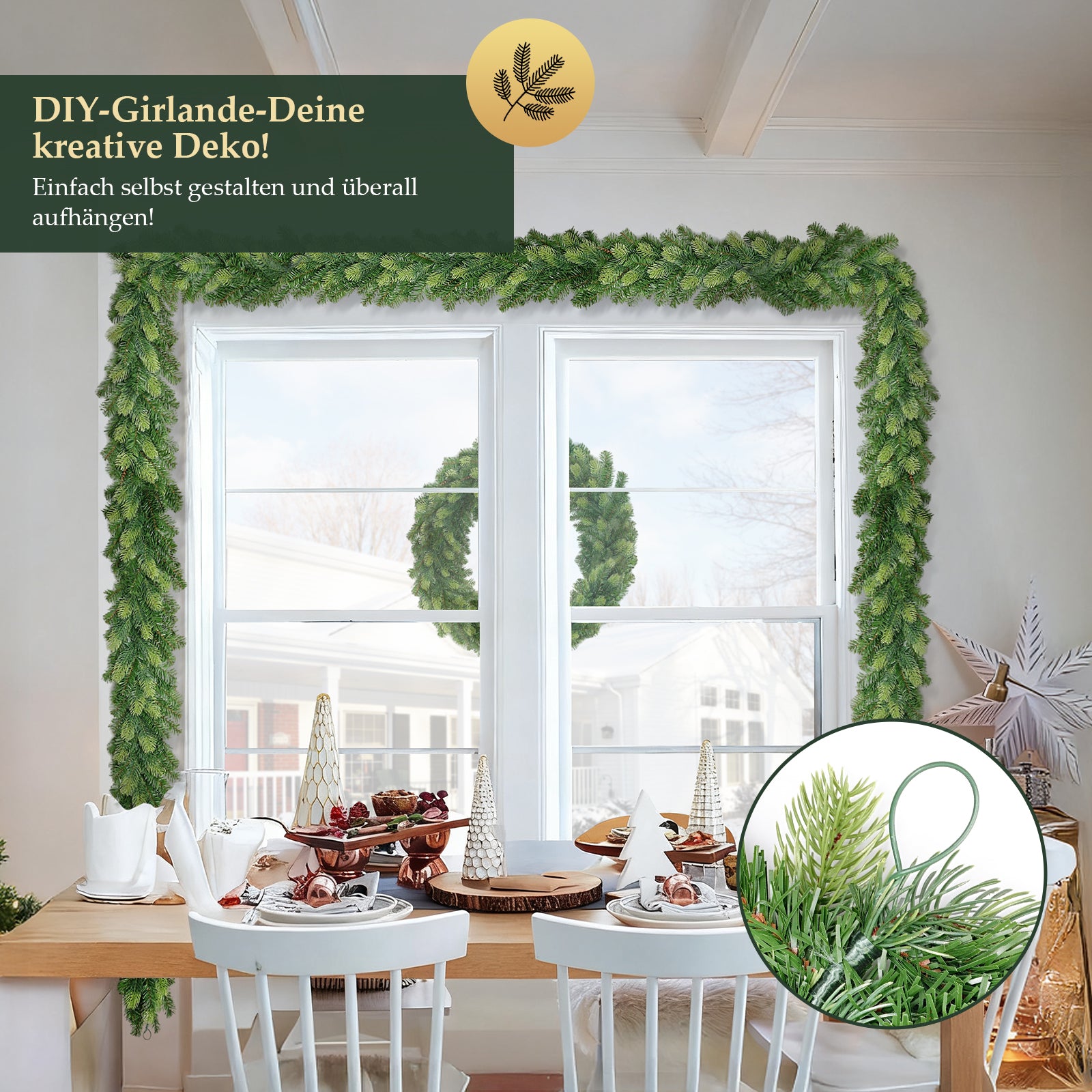 Salcar Künstliche Weihnachtsgirlande aus PE & PVC, 1.8m/3m/5m – – sekeymall
