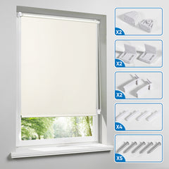 Sekey Verdunkelungsrollo, doppelseitig gleichfarbig und ohne Bohren, Creme