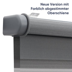 Sekey Schnurloses Doppelrollo Klemmfix - Grau - Duo Rollo ohne Bohren für Fenster & Türen Sekey