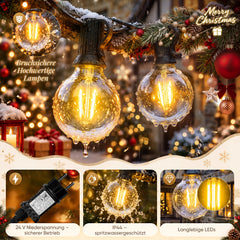 Salcar LED Lichterkette Outdoor – 7 m / 15 m / 23 m, 2700 K Warmweiß, Timer, IP44, Erweiterbar