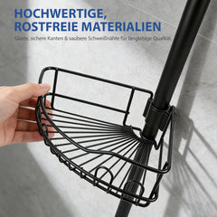 Sekey Duschregal Ohne Bohren – Höhenverstellbares Teleskop-Duschregal 79–315 cm mit Klicksystem, Rostfrei & Eck-Design, Stabiles Badezimmer-Organizer