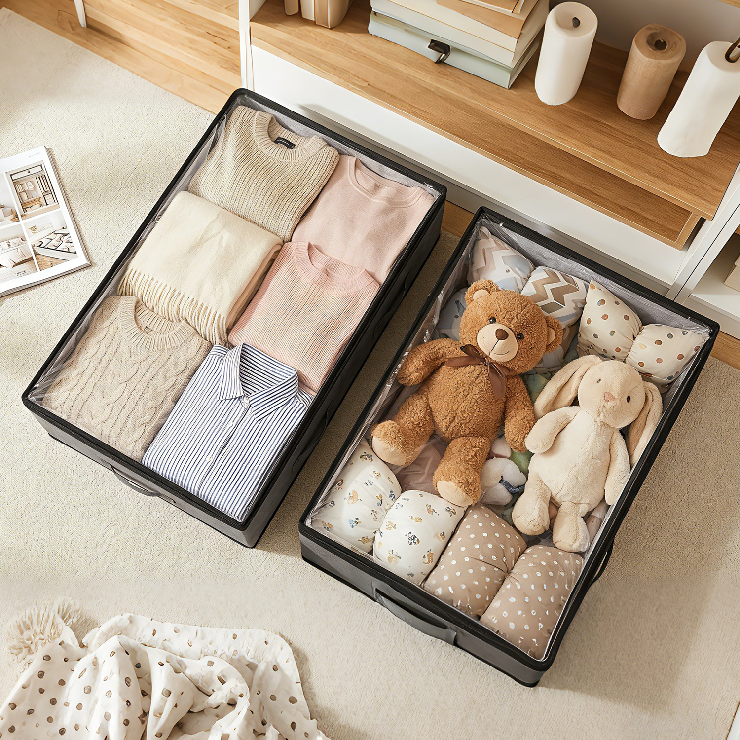 Sekey Unterbett-Aufbewahrungsboxen 90L, atmungsaktiv, modular, ideal f – sekeymall
