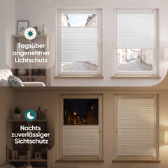 Sekey Plissee ohne Bohren Klemmfix – Lichtschutz & Sichtschutz für Fenster und Tür | Weiß