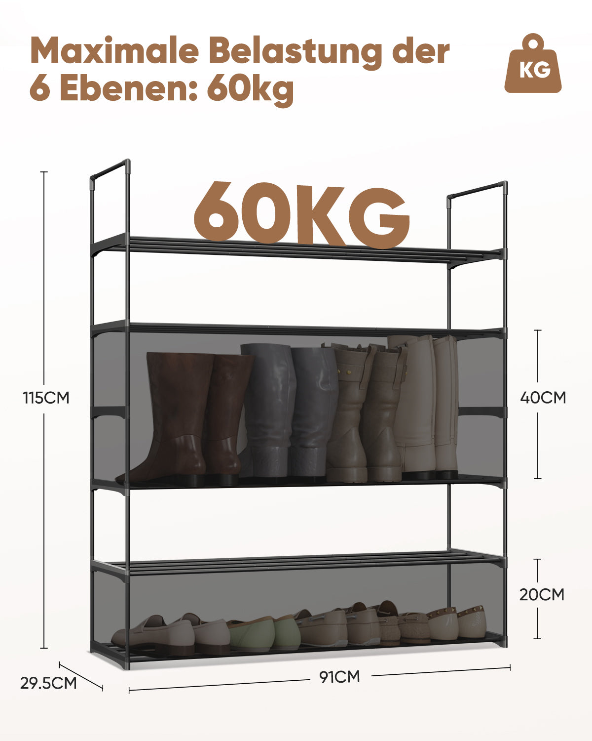 jalousie aufbewahrung Sekey 6-stöckiges Schuhregal aus Metall – Großes Fassungsvermögen & – sekeymall