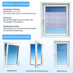 Sekey Plissee ohne Bohren – Lichtschutz Rollo Klemmfix aus Vliesstoff für Fenster & Türen, Blau