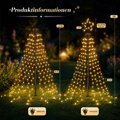 Salcar LED Lichterbaum für Außen mit warmweißen LEDs, 8 Lichtmodi, Timer & Memory, IP44 – 1,8 m / 2 m