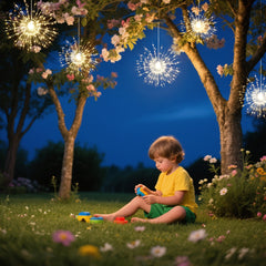 Salcar Solar LED Firework Lights, Warm White – 90 LEDs, IP44 Waterproof, with Hook, Automatic &amp; Flashing Mode, 50 cm Decoration for Garden, Balcony &amp; Christmas