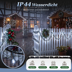 Salcar LED Lichterkette Weihnachten Kaltweiß, 10–15 m, 150–220 LEDs, IP44 Outdoor, 8 Modi, Timer & Memory