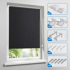 Sekey blackout roller blind, double-sided, same color, no drilling required, black 