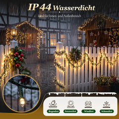 Salcar LED Lichterkette Weihnachten Warmweiß, 5–15 m, 85–220 LEDs, IP44 Outdoor, 8 Modi, Timer & Memory