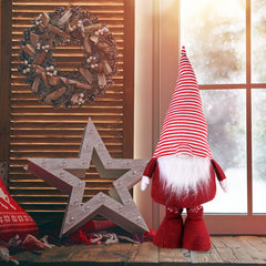 SALCAR Weihnachtsdeko Wichtel XL – Großer Deko-Gnom aus Filz, höhenverstellbar von 60–92 cm, Teleskopbeine, perfektes Geschenk zu Weihnachten & Thanksgiving – Rot