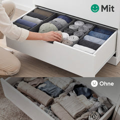 Sekey Schubladen Organizer – 17,5 × 35 × 11 cm, faltbare Stoffboxen ohne Fächer für Kommode & Kleiderschrank