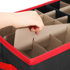 Salcar Schwarze Aufbewahrungsbox für 128 Weihnachtskugeln – Faltbare Christbaumkugel-Box 64,8×32,3×34,2 cm mit 128 Fächern, Tragegriffen & Doppelreißverschluss