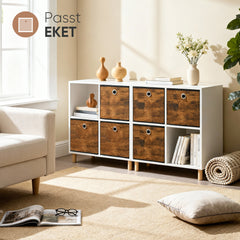 Sekey Aufbewahrungsboxen 6er Set in Holzoptik | Stoffboxen 30 × 30 × 30 cm – natürliches Design & stabile Struktur