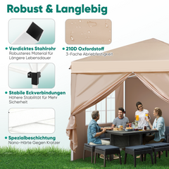 Sekey 3x3 m folding gazebo with 4 side panels and 4 sandbags