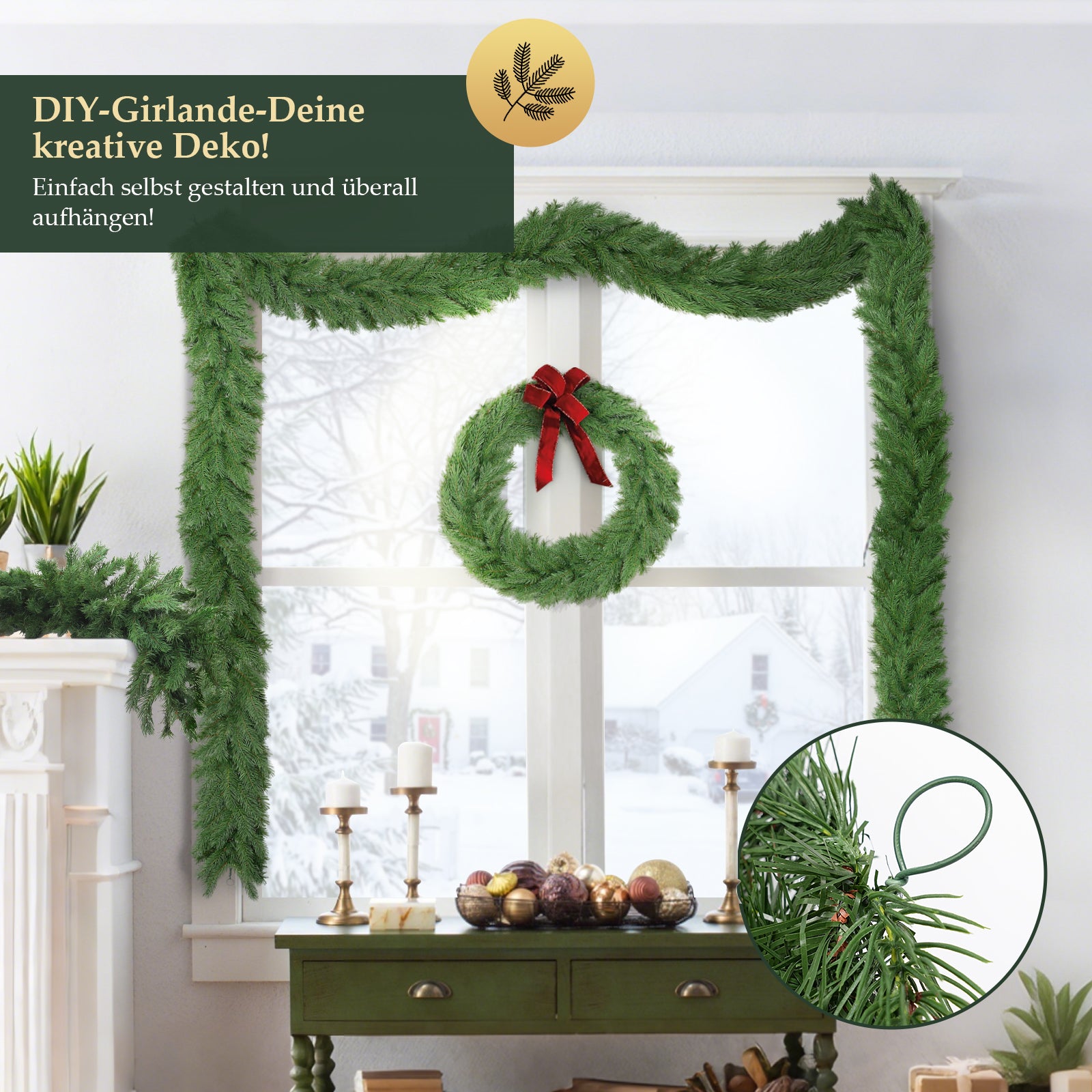 Salcar Künstliche Weihnachtsgirlande 3 m/5 m – Realistische – sekeymall