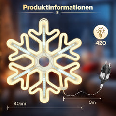 Salcar LED Schneeflocke 45 cm Warmweiß & Kaltweiß – 420 LEDs, IP44, Timer, Weihnachtsdeko