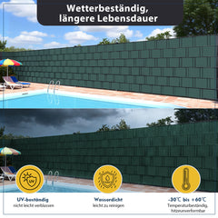 Sekey PVC Sichtschutzstreifen für Doppelstabmattenzaun – Sichtschutzband mit Befestigungsclips, UV-beständig & Wetterfest, Windschutz für Gartenzaun, Grün