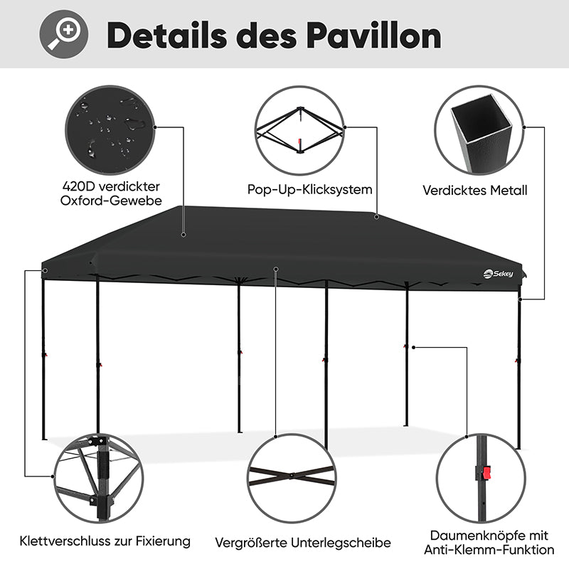 Sekey 300 x 600 cm Faltpavillon mit 6 Sandsack