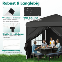 Sekey 3x3 m folding gazebo with 4 side panels and 4 sandbags
