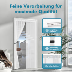 Sekey Magnet Fliegengitter Tür aus Polyester, mit Bändern, Weiß