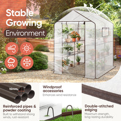 Sekey walk-in greenhouse with 10 shelves, 143 cm x 143 cm x 195 cm