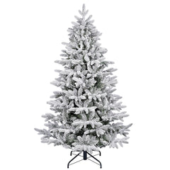 Künstlicher Weihnachtsbaum mit Schnee und LED Beleuchtung – Realistischer Tannenbaum mit Metallständer, 180 cm / 210 cm, warmweißes Licht