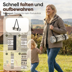 Sekey Picknickdecke Wasserdicht 200x200 cm – Sandfreie Stranddecke im Retro Bohemian Beige Design, PEVA-Unterseite & Tragegurt für Picknick, Camping und Strand