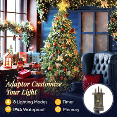 Salcar 3m LED Weihnachtsbaum-Lichterkette mit 10 Girlanden, Sternspitze & 360 LEDs – 8 Modi, Warmweiß, Sicher & Energiesparend Salcar