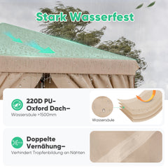 Sunula Faltpavillon 3×3 m – Wasserdicht, Stabil & Winterfest, Pavillon mit 4 Seitenwänden, Höhenverstellbar 250–260 cm