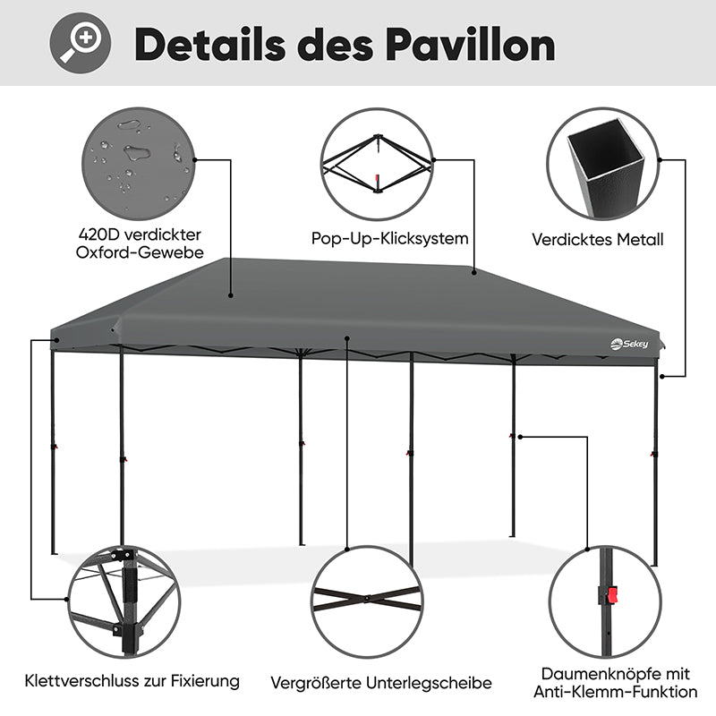 Sekey 300 x 600 cm Faltpavillon mit 6 Sandsack