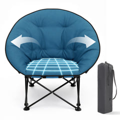 Sekey XXL Moonchair Campingstuhl klappbar bis 140 kg – Gepolsterter Garten- & Outdoor-Stuhl mit hoher Rückenlehne, Blau