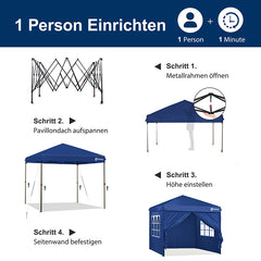 Sekey 3x3 m folding gazebo with 4 side panels and 4 sandbags