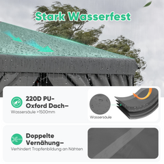 Sunula Faltpavillon 3×3 m – Wasserdicht, Stabil & Winterfest, Pavillon mit 4 Seitenwänden, Höhenverstellbar 250–260 cm