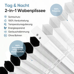 Sekey Wabenplissee Day & Night – Verdunkelung ohne Bohren, verspannt, Lichtschutz & Energiesparend