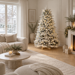 Salcar 180 Artificial Christmas tree with snow, wooden stand, with 908 tips made of PVC and PE