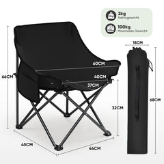 Sunula Campingstuhl Faltbar Ultraleicht, 1/2 Stück, Tragbar mit Tragetasche und Seitentaschen, 100 kg Belastbar, Rutschfeste Füße, Mondstuhl Design, Für Camping, Angeln, Picknick, Garten, Strand, 600D Oxford-Stoff