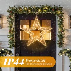 SALCAR LED Weihnachtsstern 45 cm, Metall Leuchtstern mit 720 LEDs, 8 Modi & Timer, Stern Fenster Deko, Innen & Außen, Warmweiß