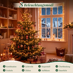 Salcar LED Lichterkette 5 m mit 50 LEDs, Orange, 8 Lichtmodi & Memory, 4,5 V Niedervolt, Weihnachtsbeleuchtung für Innen & Außen